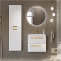 Тумба с раковиной подвесная CEZARES ECO-CER 60 Bianco Lucido, раковина белая ECO-CER-600-2C-SO-BL;CZR-NAT-60-LVB
