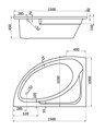 ГОА 150х100 ванна асимметричная акриловая левосторонняя белая 1.WH11.2.033