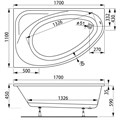 Ванна акриловая VAGNERPLAST HAPI асимметричная 170х110 см, левая, белая (VPBA170HAP3LX-04) VPBA170HAP3LX-04