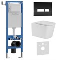 Комплект 3в1 IBERICA BLANCA инсталляция SILENCIO MINI, унитаз TOLEDO ALTO белый, кнопка смыва CRYSTAL-R черный глянцевый (IB.001M.TLA.234.2211) IB.001M.TLA.234.2211