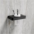 Стакан для зубных щёток Lemark GLASS LINE с держателем, чёрный матовый/черное стекло (9732036) 9732036
