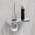 Ёршик для унитаза Lemark GLASS LINE с держателем и полкой, хром/белое стекло (9761031) 9761031