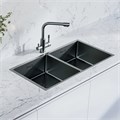 Кухонная мойка Lemark PRORAN 900 прямоугольная с двумя чашами из нержавеющей стали цвет: графит (9936139) 9936139