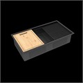 Кухонная мойка Lemark TABAGA 820 прямоугольная из нержавеющей стали с аксессуарами в комплекте: ролл-мат, коландер, разделочная доска цвет: чёрный матовый (9932136) 9932136