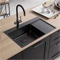 Кухонная мойка Lemark KEZADRA 780L прямоугольная с крылом из нержавеющей стали (чаша СЛЕВА) цвет: чёрный матовый (9932152) 9932152