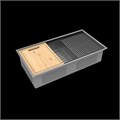 Кухонная мойка Lemark TABAGA 820 прямоугольная из нержавеющей стали с аксессуарами в комплекте: ролл-мат, коландер, разделочная доска цвет: графит (9936135) 9936135