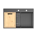 Кухонная мойка Lemark IORDANA 780 прямоугольная из нержавеющей стали с аксессуарами в комплекте: ролл-мат, коландер, разделочная доска цвет: графит (9936119) 9936119