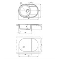Кухонная мойка Lemark LACHA 760 врезная овальная с крылом из кварцгранита цвет: Антрацит  (9910055) 9910055