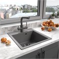 Кухонная мойка Lemark HANKA 450 врезная прямоугольная из кварцгранита цвет: Антрацит  (9910007) 9910007