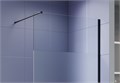AQ.WI.100.3BL Душевая перегородка Walk in с держателем 1000x2000 профиль черный, стекло прозрачное с матовой полосой 8мм AQ.WI.100.3BL