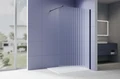 AQ.WI.090.2BL Душевая перегородка Walk in с держателем 900x2000 профиль черный, стекло прозрачное рифленое 8мм AQ.WI.090.2BL