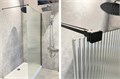 AQ.WI.090.2BL Душевая перегородка Walk in с держателем 900x2000 профиль черный, стекло прозрачное рифленое 8мм AQ.WI.090.2BL