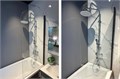 Шторка на ванну, одноэлементная, поворотная 800X1500 профиль оружейная сталь, стекло прозрачное 6мм, угол круглый AQ.BSRC.080.1GM