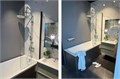Шторка на ванну, одноэлементная, поворотная 800X1500 профиль оружейная сталь, стекло прозрачное 6мм, угол круглый AQ.BSRC.080.1GM