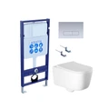 (рама AQUATEK Standard INS-0000012+ кркпеж KKI-0000002+клавиша KDI-0000014+унитаз ЛУГАНО AQ2002-00 с тонким сиденьем soft-c SET AQUATEK ЛУГАНО-014 4в1