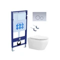 SET AQUATEK ЛЕЯ-019 4в1 (рама AQUATEK Standard INS-0000012+крепеж KKI-0000002+клавиша KDI-0000019+унитаз ЛЕЯ AQ1199-00 с тонким сиденьем soft-close) SET AQUATEK ЛЕЯ cm-019 4в1