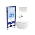 SET AQUATEK ЛЕЯ-015 4в1 (рама AQUATEK Standard INS-0000012+крепеж KKI-0000002+клавиша KDI-0000015+унитаз ЛЕЯ AQ1199-00 с тонким сиденьем soft-close) SET AQUATEK ЛЕЯ cm-015 4в1