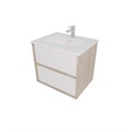 Комплект мебели: Тумба ЛИБРА с раковиной 60см, 2 ящика с системой push-to-open, корпус дерево,цвет фасадов белый матовый AQ66060-DO-MW
