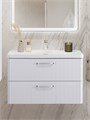 Тумба с раковиной подвесная BelBagno DUE 80 Белый металлик, ручки - Хром полированный 0239550228