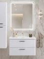 Тумба с раковиной подвесная BelBagno DUE 80 Белый металлик, ручки - Матовый атласный никель 01506602291