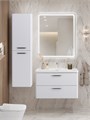 Тумба с раковиной подвесная BelBagno DUE 80 Белый металлик, ручки - Матовый атласный никель 01506602291