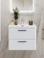 Тумба с раковиной подвесная BelBagno DUE 60 Белый металлик, ручки - Матовый тёмный никель 115775965