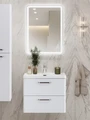 Тумба с раковиной подвесная BelBagno DUE 60 Белый металлик, ручки - Матовый атласный никель 0776262129