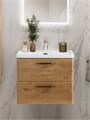 Тумба с раковиной подвесная BelBagno DUE 60 Rovere Nature, ручки - Матовый тёмный никель 359338549