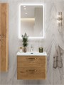 Тумба с раковиной подвесная BelBagno DUE 60 Rovere Nature, ручки - Матовый атласный никель 01618183881
