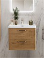 Тумба с раковиной подвесная BelBagno DUE 60 Rovere Nature, ручки - Матовый атласный никель 01618183881