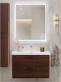 Тумба с раковиной подвесная BelBagno DUE 80 Noce, ручки - Матовый тёмный никель 01721367965