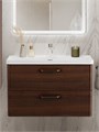 Тумба с раковиной подвесная BelBagno DUE 80 Noce, ручки - Матовый тёмный никель 01721367965