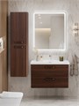 Тумба с раковиной подвесная BelBagno DUE 80 Noce, ручки - Матовый тёмный никель 01721367965