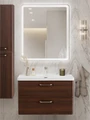 Тумба с раковиной подвесная BelBagno DUE 80 Noce, ручки - Матовый атласный никель 1504368189