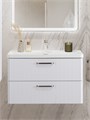 Тумба с раковиной подвесная BelBagno DUE 80 Bianco Lucido, ручки - Матовый атласный никель 811906353