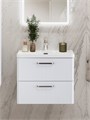 Тумба с раковиной подвесная BelBagno DUE 60 Bianco Lucido, ручки - Матовый атласный никель 16712055