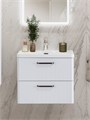 Тумба с раковиной подвесная BelBagno DUE 50 Bianco Lucido, ручки - Матовый тёмный никель 0307275046