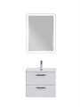 Тумба с раковиной подвесная BelBagno DUE 50 Bianco Lucido, ручки - Матовый тёмный никель 0307275046