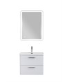Тумба с раковиной подвесная BelBagno DUE 50 Bianco Lucido, ручки - Матовый атласный никель 01232817836