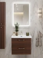 Тумба с раковиной подвесная BelBagno DUE 60 Noce, ручки - Матовый атласный никель 1734593587