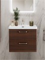 Тумба с раковиной подвесная BelBagno DUE 60 Noce, ручки - Матовый атласный никель 1734593587