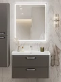 Тумба с раковиной подвесная BelBagno DUE 80 Оружейная сталь, ручки - Хром полированный 835608047
