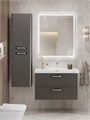 Тумба с раковиной подвесная BelBagno DUE 80 Оружейная сталь, ручки - Хром полированный 835608047