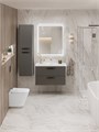 Тумба с раковиной подвесная BelBagno DUE 80 Оружейная сталь, ручки - Матовый тёмный никель 0130847182