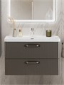 Тумба с раковиной подвесная BelBagno DUE 80 Оружейная сталь, ручки - Матовый атласный никель 1841367656