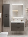 Тумба с раковиной подвесная BelBagno DUE 80 Оружейная сталь, ручки - Матовый атласный никель 1841367656