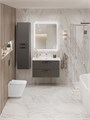 Тумба с раковиной подвесная BelBagno DUE 80 Оружейная сталь, ручки - Матовый атласный никель 1841367656