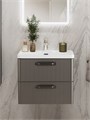 Тумба с раковиной подвесная BelBagno DUE 60 Оружейная сталь, ручки - Матовый тёмный никель 01179845440