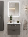 Тумба с раковиной подвесная BelBagno DUE 60 Оружейная сталь, ручки - Матовый атласный никель 796957154