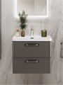 Тумба с раковиной подвесная BelBagno DUE 60 Оружейная сталь, ручки - Матовый атласный никель 796957154